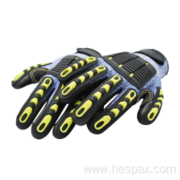 Hespax Drilling HPPE Anti-impact TPR Labour Gloves